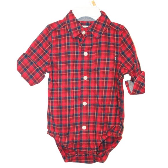 3/$25 🏷 Carters Plaid Onesie Size 12m - Picture 1 of 3